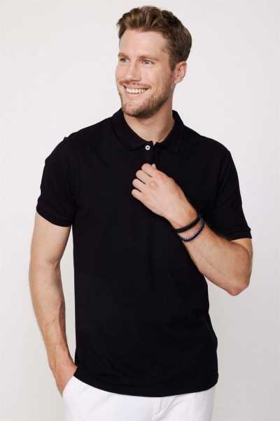 Tudors Male Classic Fit Cotton Plain Pike Black Polo Collar T-shirt CT230004-02