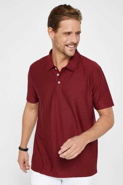 Tudors Male Classic Fit Comfortable Cutting 100% Cotton Jacquard Bordo Polo Collar T-shirt CT240003-08