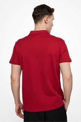 Tudors Erkek Slim Fit Dar Kesim %100 Pamuk Desenli Bordo Polo Yaka Tişört TS230007-437