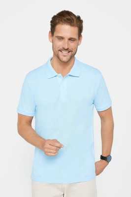 Tudors Erkek Slim Fit Dar Kesim %100 Pamuk Düz Pike Mavi Polo Yaka Tişört TS240016-CS