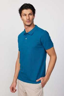 Tudors Erkek Slim Fit Dar Kesim %100 Pamuk Düz Pike Turuncu Polo Yaka Tişört TS240016