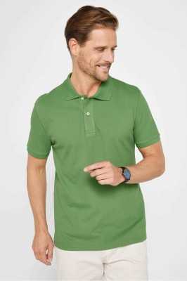 Tudors Erkek Slim Fit Dar Kesim %100 Pamuk Düz Pike Yeşil Polo Yaka Tişört TS240016-WB