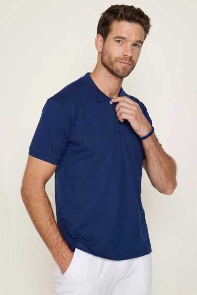 Tudors Male Slim Fit Dar Cut 100% Cotton Plain Pike Navy Brown Polo Collar T-shirt TS230003-DB22