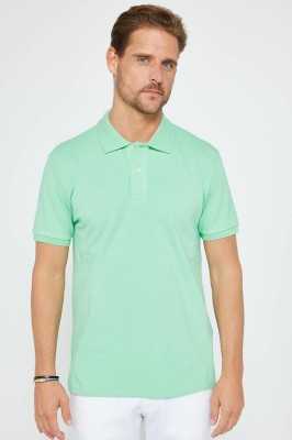 Tudors Erkek Slim Fit Dar Kesim %100 Pamuk Düz Pike Mint Polo Yaka Tişört TS240016-LN