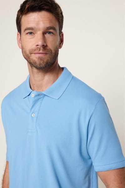 Tudors Male Classic Fit Cotton Plain Pike Blue Jacquard Collar T-shirt CT230005-22