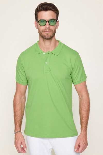 Tudors Male Slim Fit Dar Cutting 100% Cotton Plain Pike Green Polo Collar T-shirt TS230003-LG02