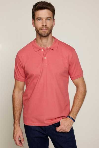 Tudors Male Slim Fit Dar Cutting 100% Cotton Plain Pike Pink Polo Collar T-shirt TS230003-DP2