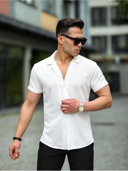 Valiberta Textured Short Sleeve Fit Shirt - White G10051