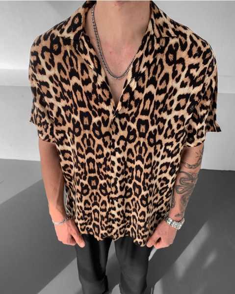 NO1 KONSEPT Leopard Pattern Viscose Fabric Shirt LeoG-001