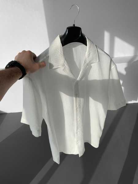 NO1 KONSEPT White Short Sleeve Oversize Shirt GML-5807